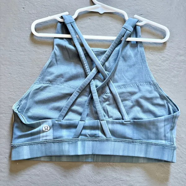 Lululemon Energy Bra High Neck Linear Spray Dye White Deep Ocean Size 6 - Image 3