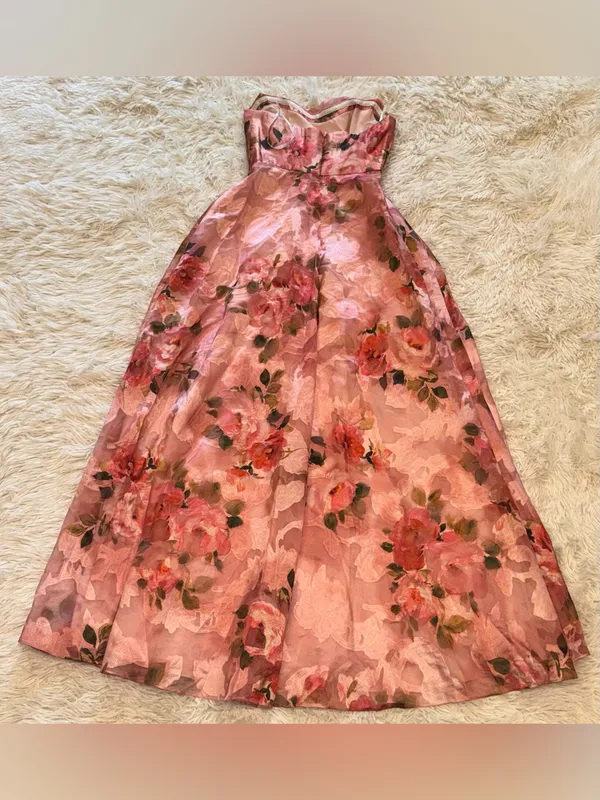 NEW Dessy Collection Alden Floral Jacquard Strapless Organza Gown sz 2 - Image 7