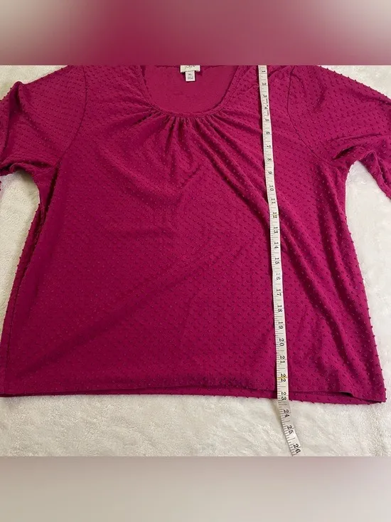 J. Crew Raspberry Bubble Textured 3/4 Sleeve Blouse size XL - Image 5