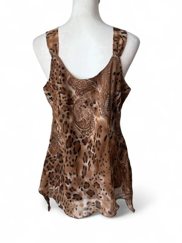 Y2K Leopard Boho Fairy Top Brown Size L - Image 4