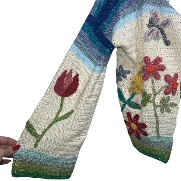NEW NWT Rose Carmine Garden Party Bolero Cardigan Sweater Multi Floral - Image 6