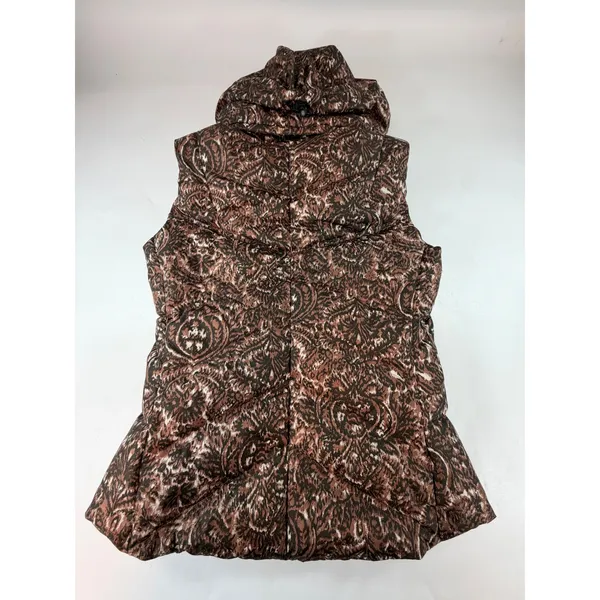 Patagonia Womens Brown Ikat Paisley Down Puffer Vest Removable Hood Medium 28395 - Image 2
