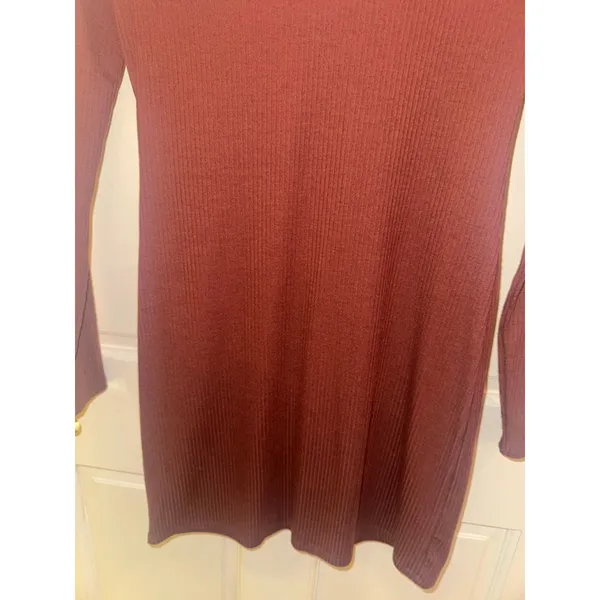 Women's FOURTEENTH PLACE Brown Long Sleeve Ribbed Dress XS - Image 8