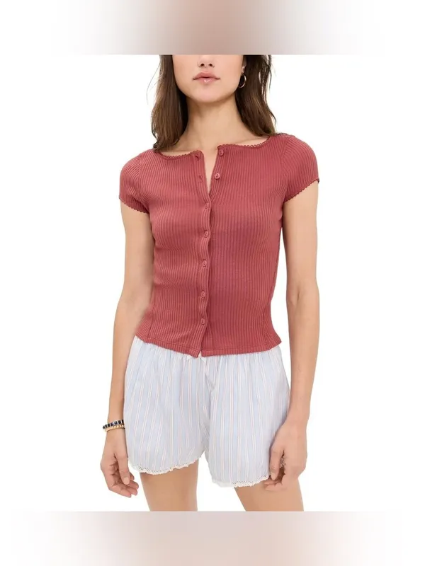 NWT Free People FP Intimately Most Wanted Cardi - Rust Terracotta - XS - Image 10
