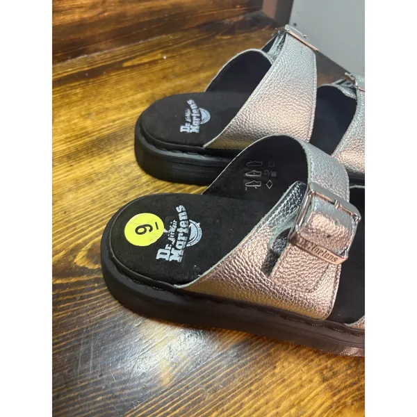 Dr. Martens Silver Metallic Slide Sandals Size 9 - Image 4