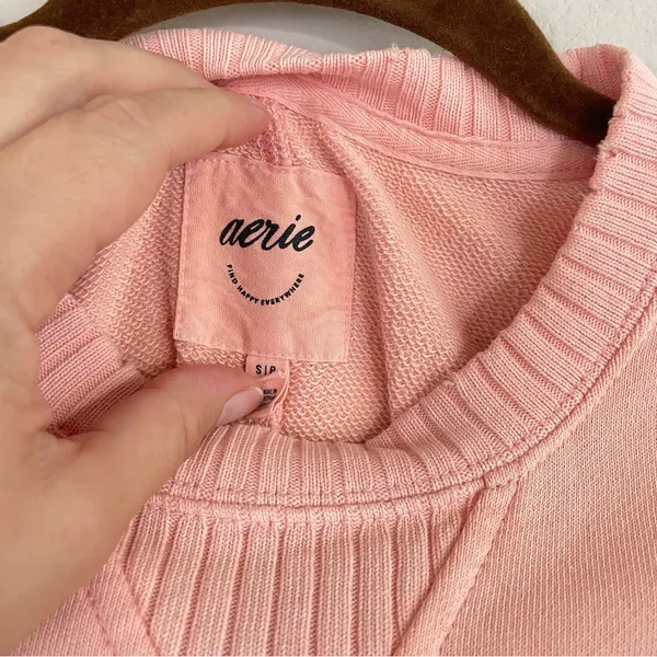 Aerie Oversized After Sunset Smile+Wave Crewneck Sweatshirt in Peach Size Small‎ - Image 2