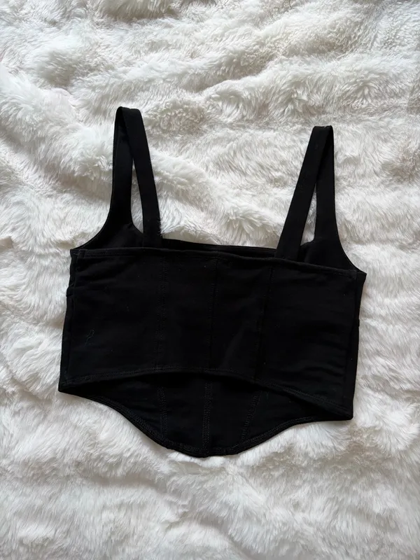 Garage Black Cropped Corset Top - Image 5
