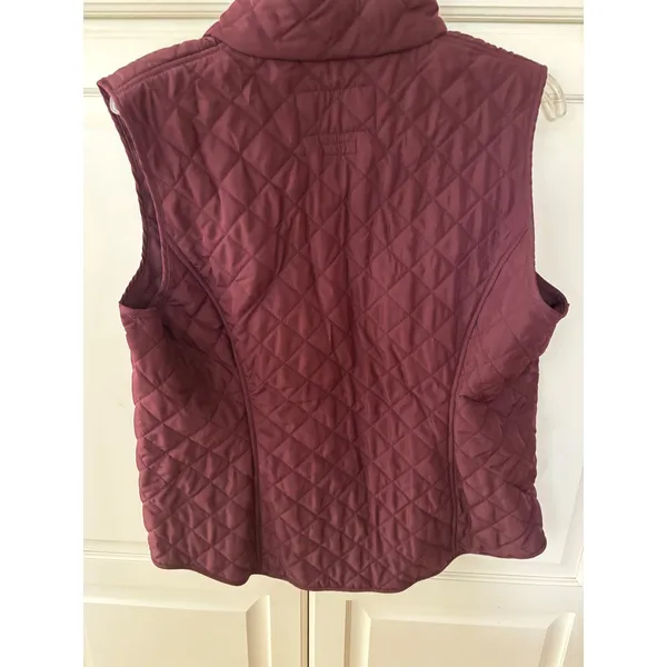 Van Heusen Womens‎ Quilted Vest Burgundy Wine Full Zip Mock Neck Large - Image 4