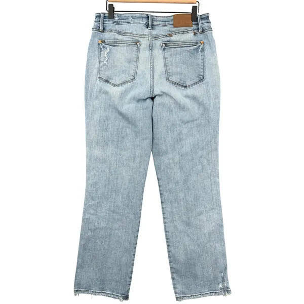 Judy Blue Dad Jean Light Wash Distressed Denim Raw Hem Size 13/31 - Image 2