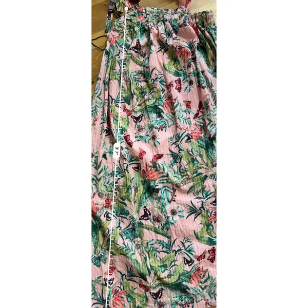 H&M Smocked-bodice strappy dress in a pink/floral or tropical pattern 12 New - Image 6