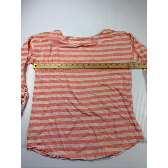 Ann Taylor LOFT Striped‎ Roll-Tab Sleeve Top Casual Everyday Blouse M - Image 3