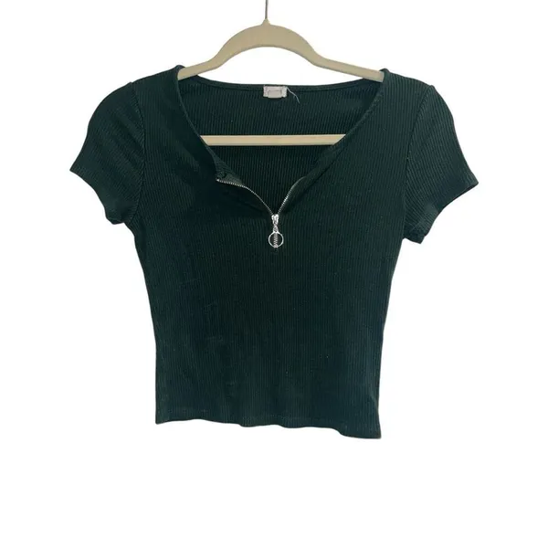 ✨Garage Ribbed Zipper Green Sz Small Tee✨ - Image 4