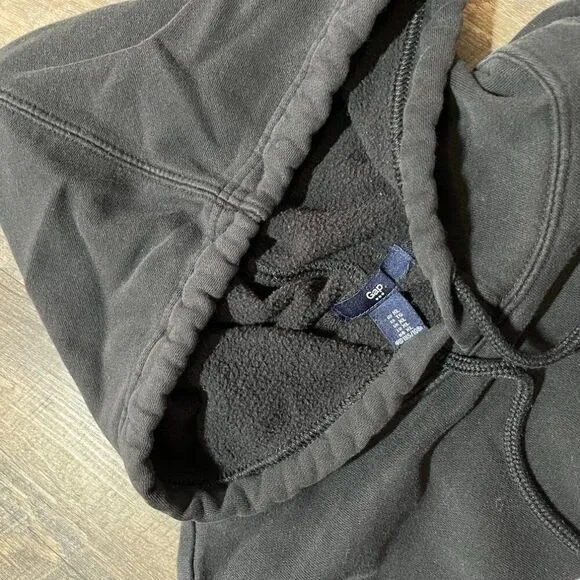 Vintage Y2k‎ GAP Big Spell out Embroidered Black Hoodie Pullover Womens XL - Image 3
