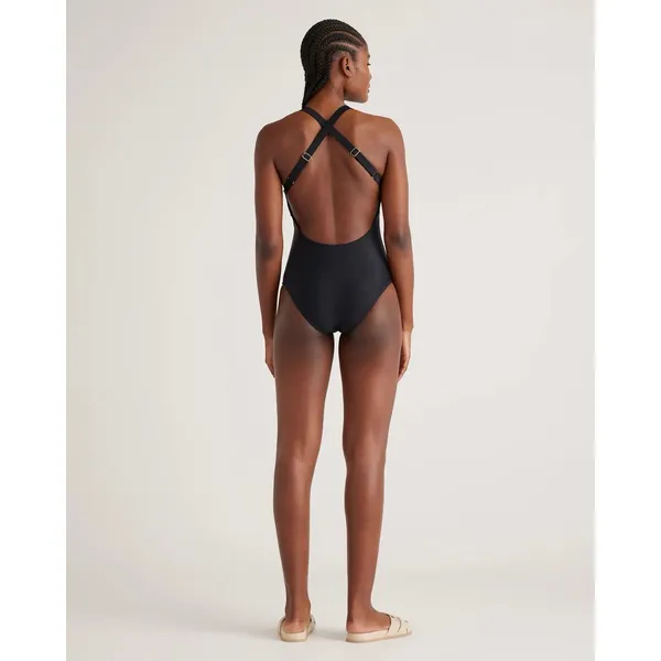NWT Quince Black Italian Cross-Back One-Piece Swimsuit Size Small - Image 2