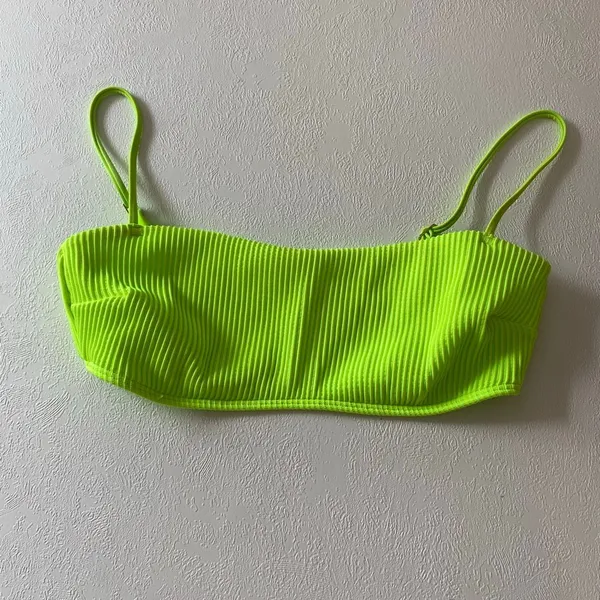 Hollister Swim Neon Green Ribbed Bikini Top Size Small Strappy Y2K - Image 2