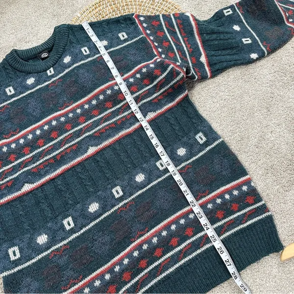 C&A Women’s Wool Blend Crewneck Sweater Grandpacore Cabin Multicolor Green L - Image 11