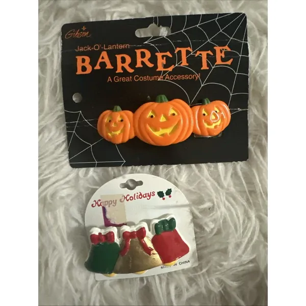 Vintage Christmas Halloween Holiday Hair Barrette Clips Two‎ Pack Gibson & other - Image 9