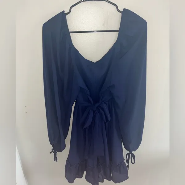 Amazon Navy Blue Long Sleeve Dress Wedding Guest - Image 3