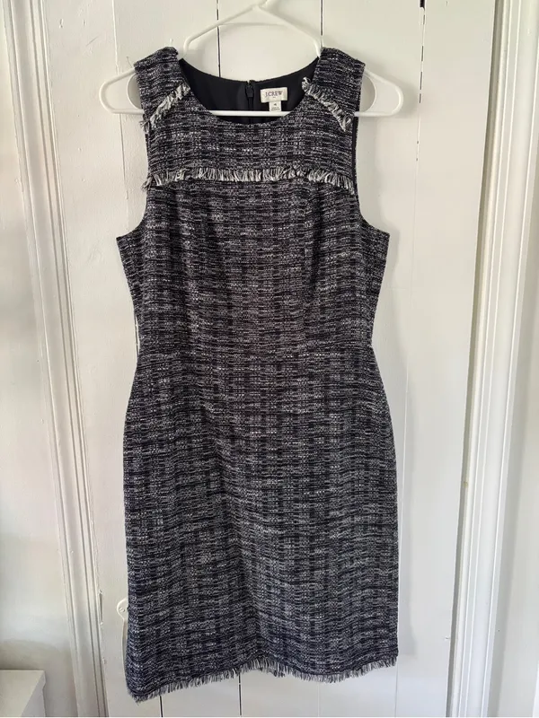 J. Crew Tweed Fringe Sheath Dress Size 4 - Image 10