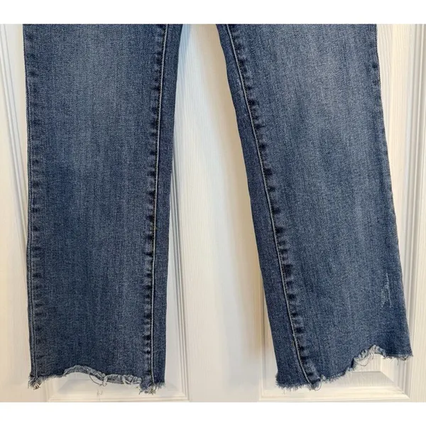 Risen Jeans Womens 27 (Sz 5) Blue Straight Leg Frayed Hem Crop RDP1207 Exc. Cond - Image 2