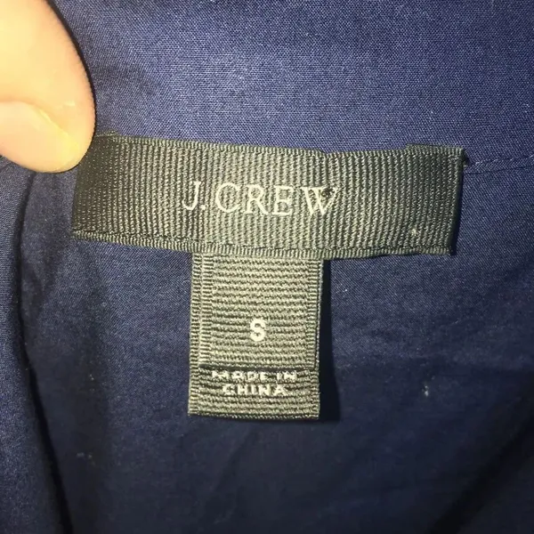 J Crew navy cotton lace up neck peasant S knee length dress - Image 4