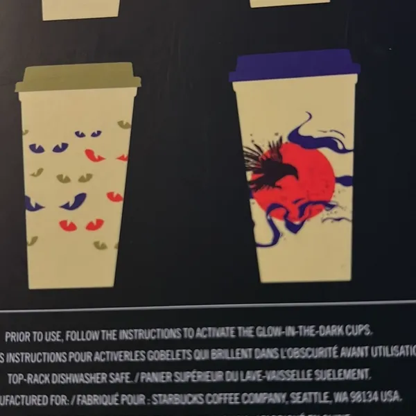 🎃NEW👻Starbucks 2022 Fall Halloween Box of 6 Glow in the Dark Reusable Hot Cups - Image 4
