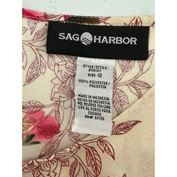 Vintage Sag Harbor Maxi Dress 12 Floral Tie Back Cottagecore 90s Modest Flowy - Image 6