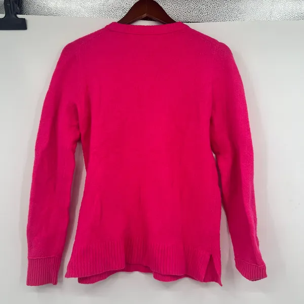 J. Crew hot pink Crewneck sweater extra-soft yarn wool style BB083 preppy small - Image 4