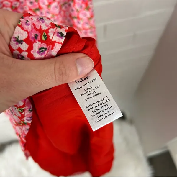 NWT Lulus Intricate Sweetness Red Floral Tie Front Sleeveless Midi Dress Size L - Image 13