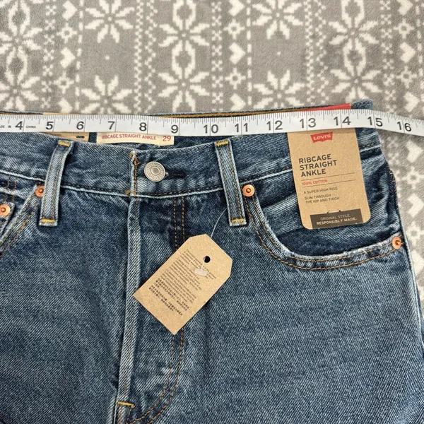 NWT Levi's Ribcage Straight‎ Ankle Jean Super HighRise Distressed Blue 29 x 27 - Image 10