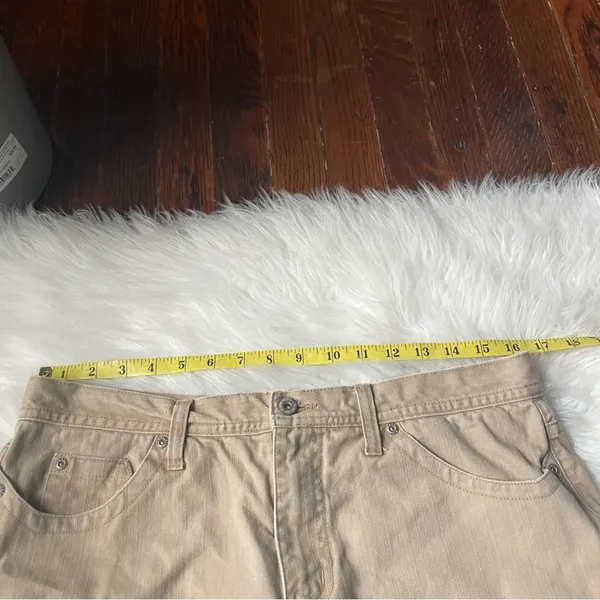 90s Vintage High Waisted Jean Shorts tan brown - Image 5