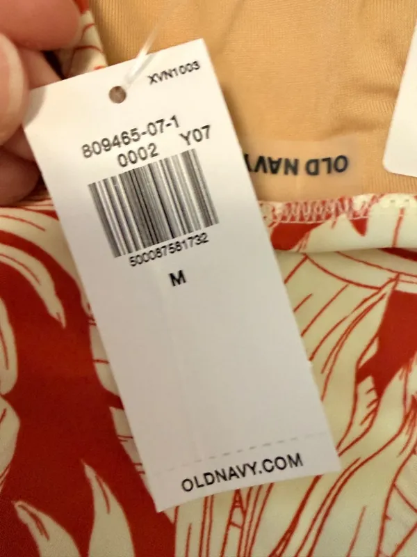 NWT Old Navy Tropical One Piece Swimsuit Medium Orange White Palm Print Resort - Image 5