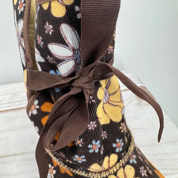 No Boundaries Lexie Boots Brown Corduroy Retro Floral Flower Power Boho Hippie 8 - Image 11