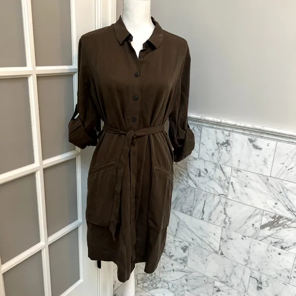 ATM Anthony Thomas Melillo Belted Shirt Dress Large - Image 2