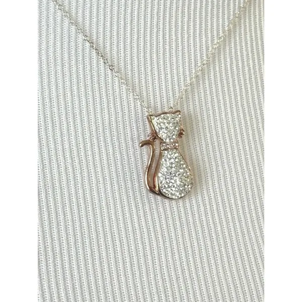 Classy‎ Cat Rose Gold Plated AU Sterling Silver Swarovski Crystals Necklace 18" - Image 5