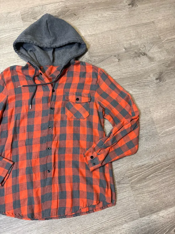 Plaid hooded long sleeve Orange Size M - Image 2
