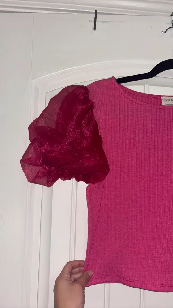 Peach Love Puffy Sleeve Top - Image 2