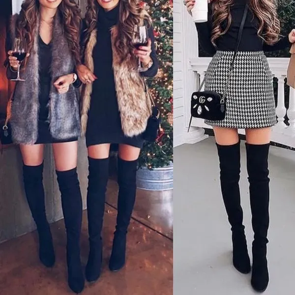 Luxe Black Vegan Suede lace up Over the Knee Boots size 7.5 - Image 7