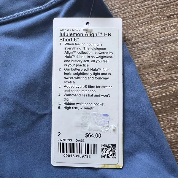 Lululemon Align Biker Short High Rise 6” Oasis Blue Size 2 NWT - Image 3