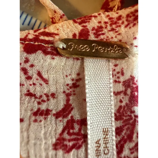 Free People Mini Dress These Dreams L Red Tea Floral Pleated Ruffle Cottagecore - Image 13