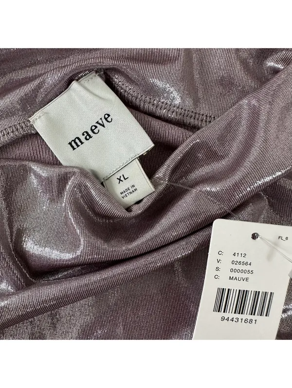 Maeve Mock Neck Sleeveless Ruched Shine Tank Top Anthropologie NWT XL Mauve - Image 6