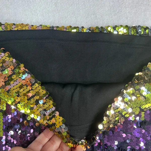 BB Dakota x Steve Madden Harmonia Sequin Mini Skirt Rainbow Multicolor Womens L‎ - Image 4