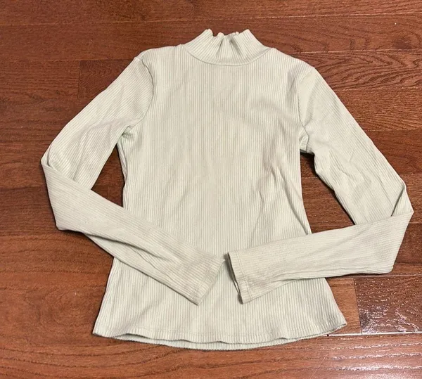 Maeve Anthropologie longsleeve Ribbed Turtleneck mint green - Image 3