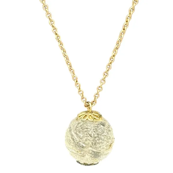 Vintage Gold Filled Glass Orb Pendant Necklace 18” Minimalist Gift - Image 2