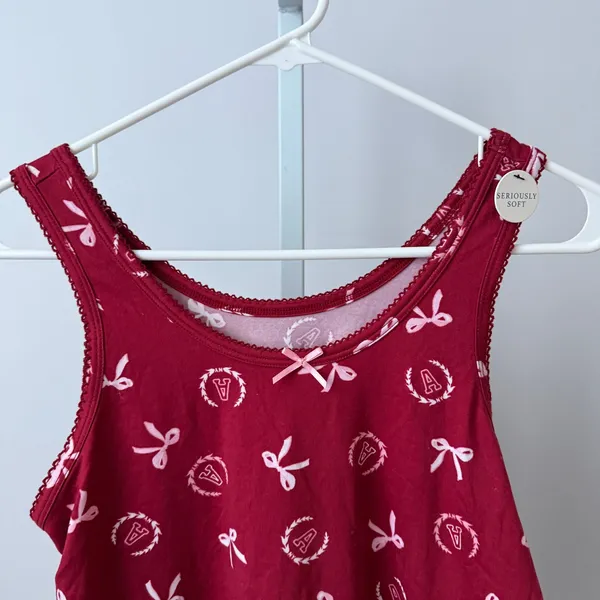 Aeropostale Dainty Bows Preppy Bella Swan Fairy Sleepwear Tank Top S Red - Image 2