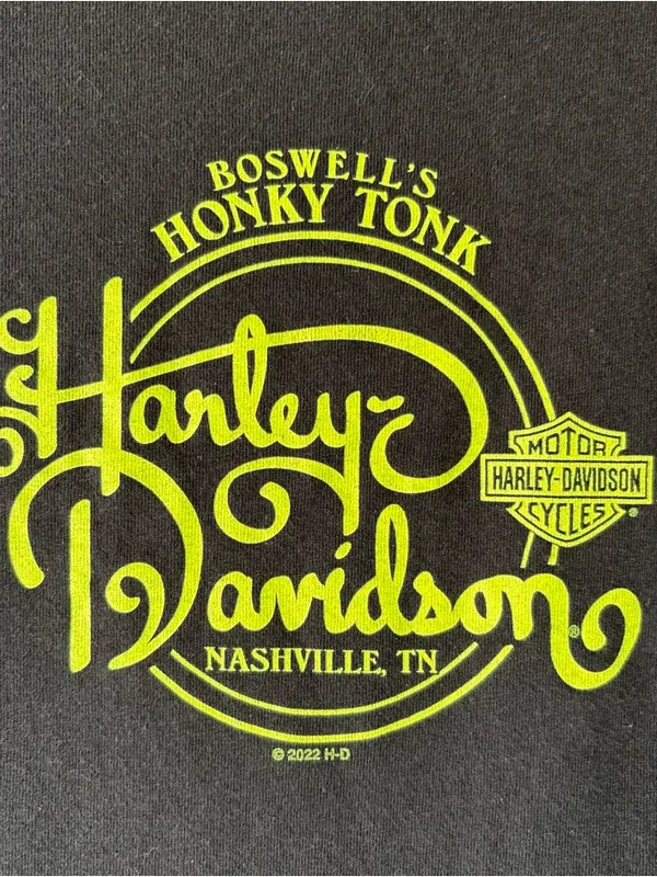 Harley-Davidson T-Shirt Womens Sm‎ Black Yellow Logo V-neck Bikercore Motorcycle - Image 5