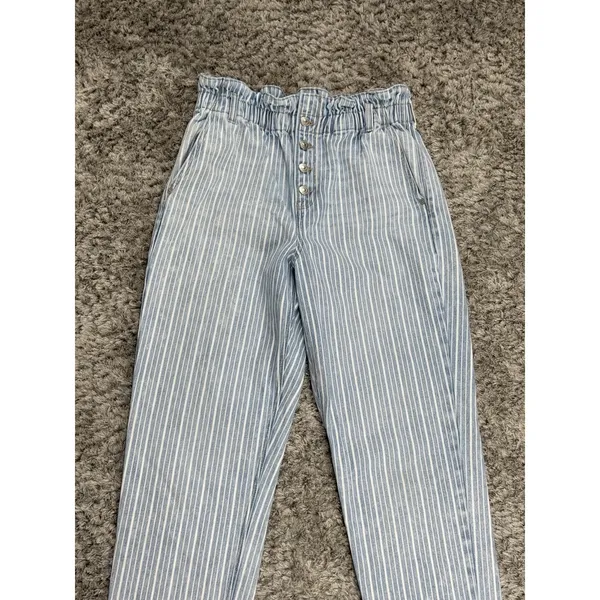 American Eagle Outfitters Women’s Mom Jeans Blue Indigo Stripe Size 10 Long - Image 4