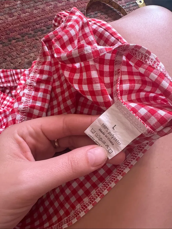 Red Gingham Women's boxer Shorts Size L - Image 3