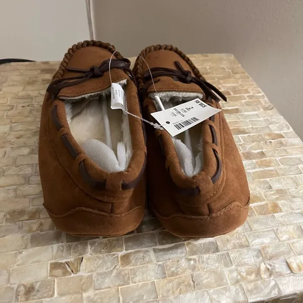 Brown Suede Moccasins with Bow size 9 Aeropostale NWT - Image 3