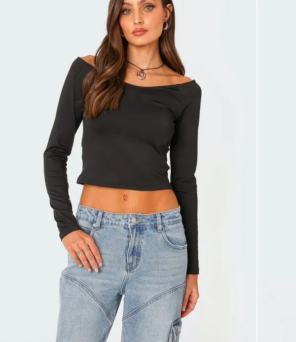 Edikted Long Sleeve Black Top - Image 4